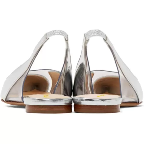 imageFSJ Women Fashion Clear Ballet Pointed Toe Slingback Pumps Low Heels Comfotable Casual Shoes Size 415 USSilver
