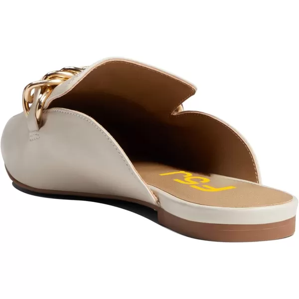 imageFSJ Women Fashion Closed Pointed Toe Chain Flat Mules Comfy Slip On Casual Backless Loafers Slides Shoes Size 415 USBeige
