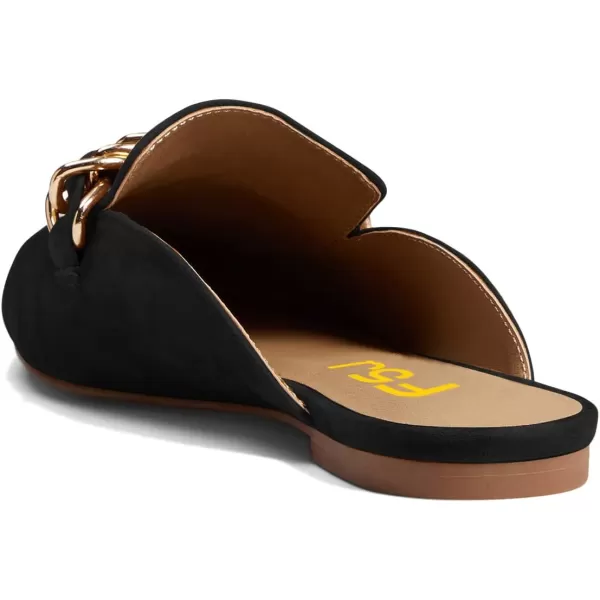 imageFSJ Women Fashion Closed Pointed Toe Chain Flat Mules Comfy Slip On Casual Backless Loafers Slides Shoes Size 415 USBlack