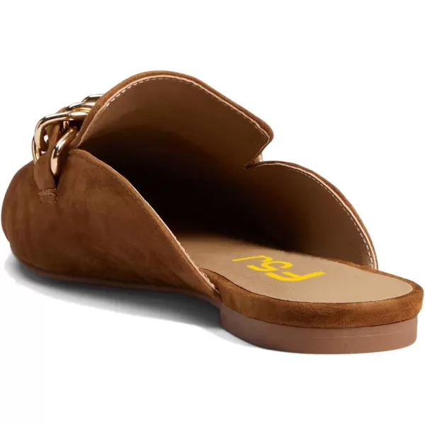 imageFSJ Women Fashion Closed Pointed Toe Chain Flat Mules Comfy Slip On Casual Backless Loafers Slides Shoes Size 415 USDark Brown