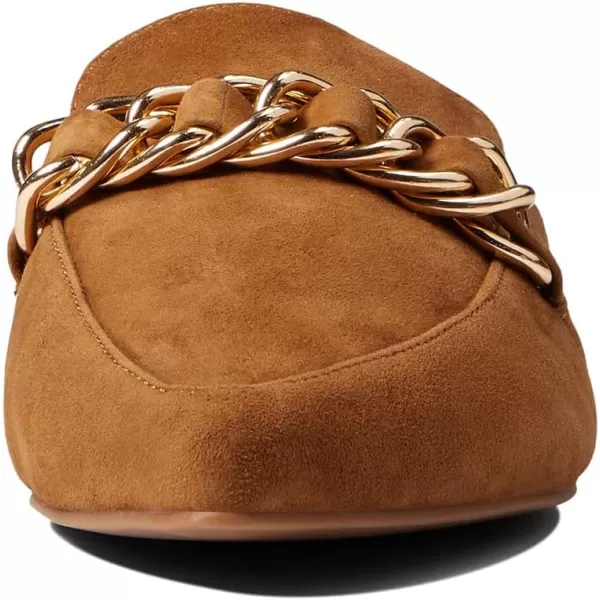 imageFSJ Women Fashion Closed Pointed Toe Chain Flat Mules Comfy Slip On Casual Backless Loafers Slides Shoes Size 415 USDark Brown