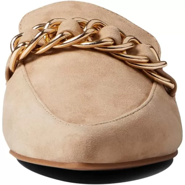 imageFSJ Women Fashion Closed Pointed Toe Chain Flat Mules Comfy Slip On Casual Backless Loafers Slides Shoes Size 415 USWheat