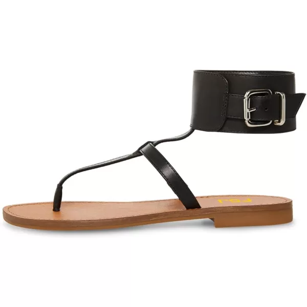 imageFSJ Women Flat Thong Sandals Open Toe Wide Ankle Strap Flip Flops Summer Gladiator Sandals Holiday Beach Shoes Size 415 USBlack