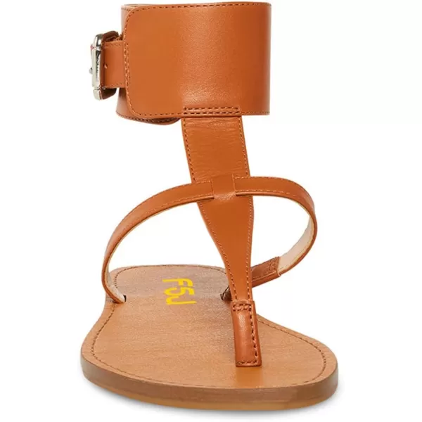 imageFSJ Women Flat Thong Sandals Open Toe Wide Ankle Strap Flip Flops Summer Gladiator Sandals Holiday Beach Shoes Size 415 USBrown