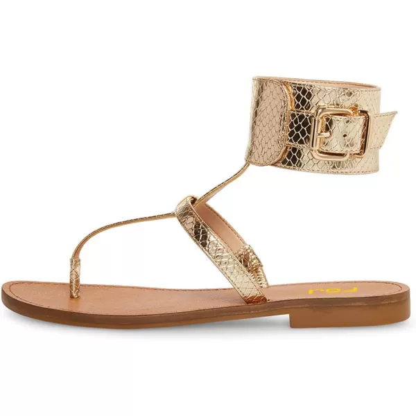 imageFSJ Women Flat Thong Sandals Open Toe Wide Ankle Strap Flip Flops Summer Gladiator Sandals Holiday Beach Shoes Size 415 USGold
