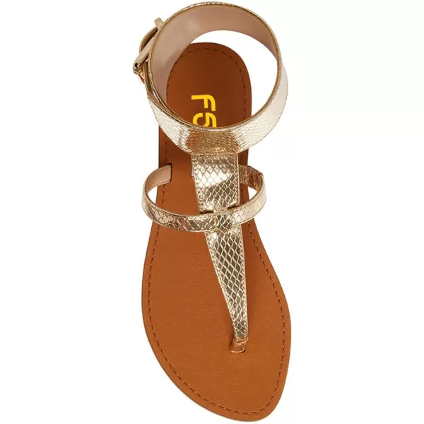 imageFSJ Women Flat Thong Sandals Open Toe Wide Ankle Strap Flip Flops Summer Gladiator Sandals Holiday Beach Shoes Size 415 USGold