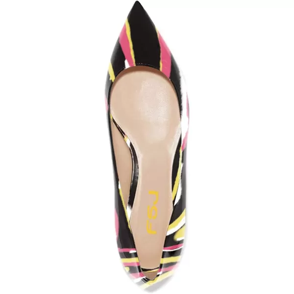 imageFSJ Women Novelty Pointed Toe Pumps Slip On Multicolored Flats Summer Holiday Casual Dress Shoes Size 415 USBlack 1