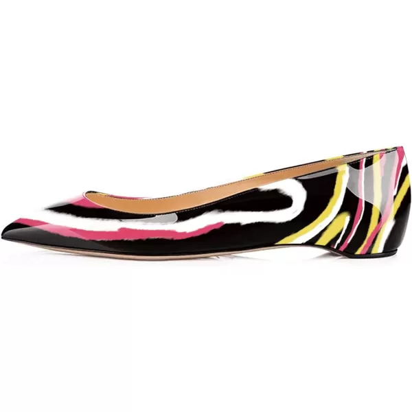 imageFSJ Women Novelty Pointed Toe Pumps Slip On Multicolored Flats Summer Holiday Casual Dress Shoes Size 415 USBlack 1