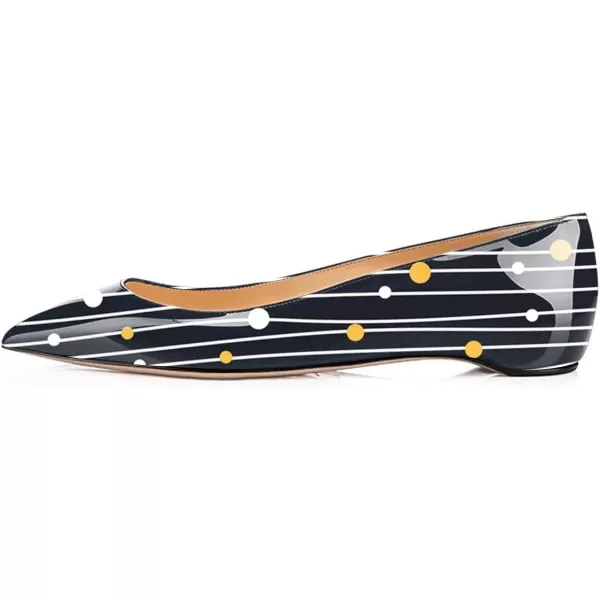 imageFSJ Women Novelty Pointed Toe Pumps Slip On Multicolored Flats Summer Holiday Casual Dress Shoes Size 415 USBlack 2