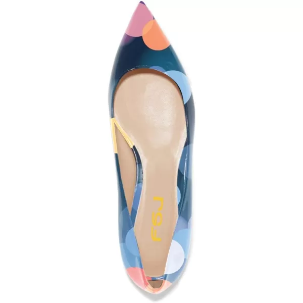 imageFSJ Women Novelty Pointed Toe Pumps Slip On Multicolored Flats Summer Holiday Casual Dress Shoes Size 415 USBlue Dots
