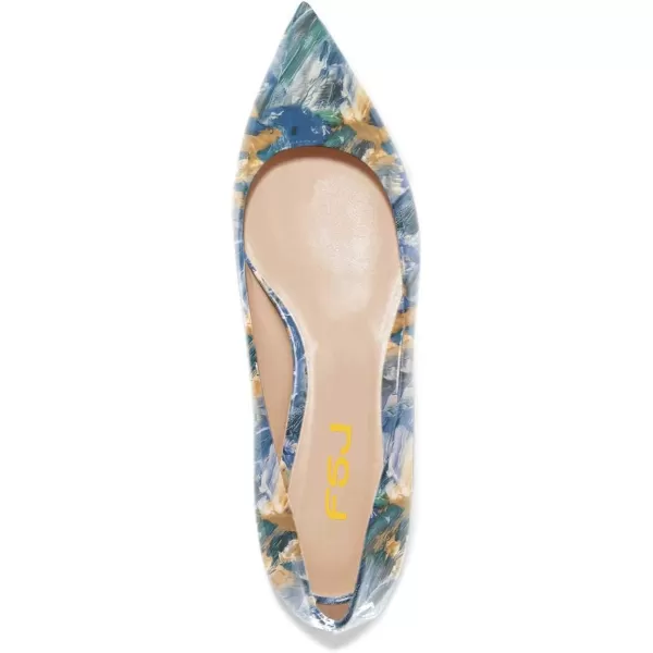 imageFSJ Women Novelty Pointed Toe Pumps Slip On Multicolored Flats Summer Holiday Casual Dress Shoes Size 415 USBlue Painted