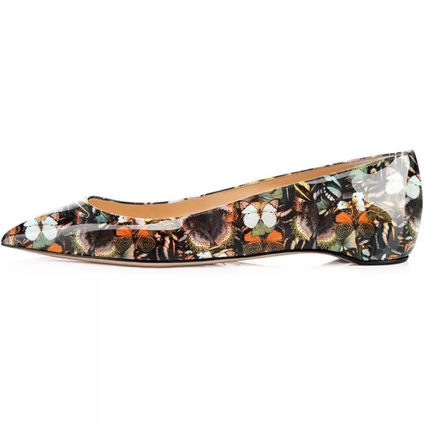 imageFSJ Women Novelty Pointed Toe Pumps Slip On Multicolored Flats Summer Holiday Casual Dress Shoes Size 415 USButterflies