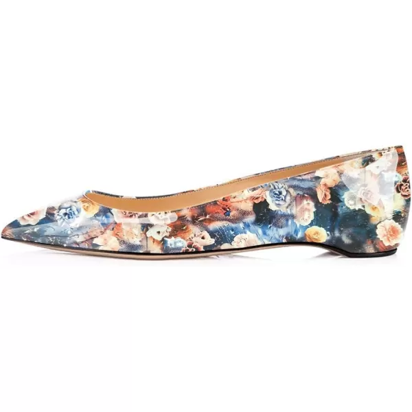 imageFSJ Women Novelty Pointed Toe Pumps Slip On Multicolored Flats Summer Holiday Casual Dress Shoes Size 415 USFloral