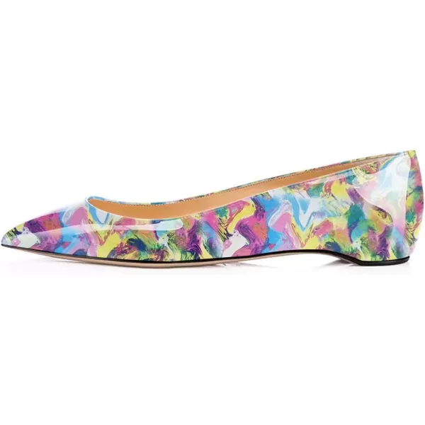 imageFSJ Women Novelty Pointed Toe Pumps Slip On Multicolored Flats Summer Holiday Casual Dress Shoes Size 415 USMulticolor