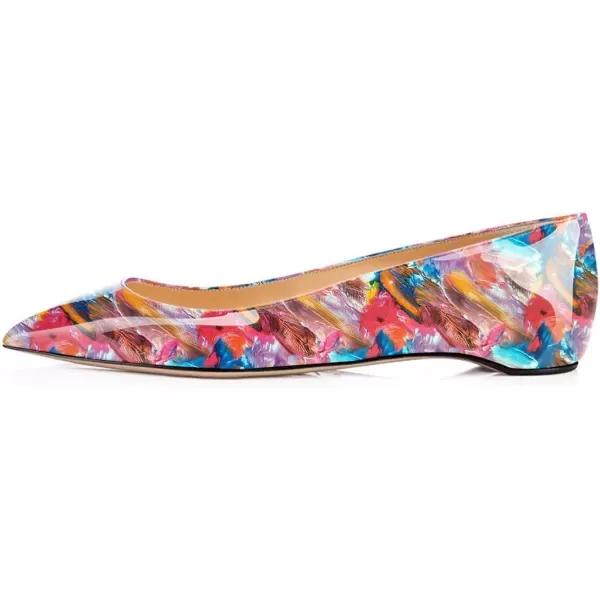 imageFSJ Women Novelty Pointed Toe Pumps Slip On Multicolored Flats Summer Holiday Casual Dress Shoes Size 415 USPainted