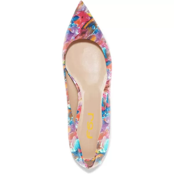 imageFSJ Women Novelty Pointed Toe Pumps Slip On Multicolored Flats Summer Holiday Casual Dress Shoes Size 415 USPainted