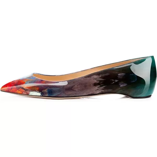imageFSJ Women Novelty Pointed Toe Pumps Slip On Multicolored Flats Summer Holiday Casual Dress Shoes Size 415 USWatercolour