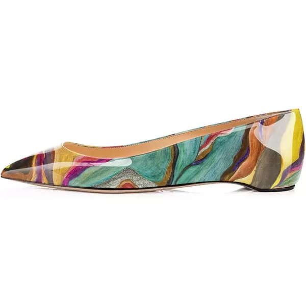 imageFSJ Women Novelty Pointed Toe Pumps Slip On Multicolored Flats Summer Holiday Casual Dress Shoes Size 415 USYellow