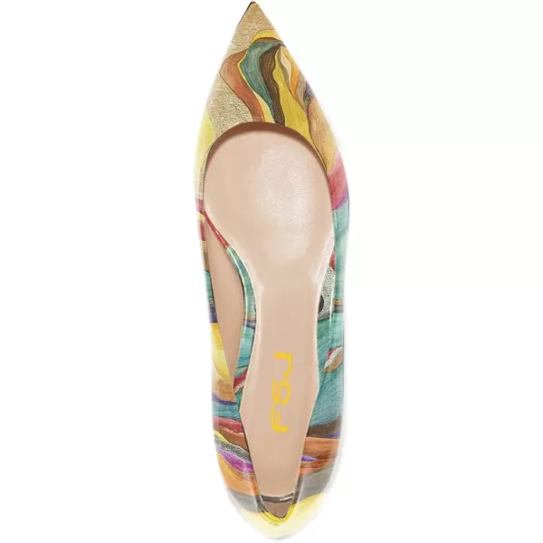 imageFSJ Women Novelty Pointed Toe Pumps Slip On Multicolored Flats Summer Holiday Casual Dress Shoes Size 415 USYellow