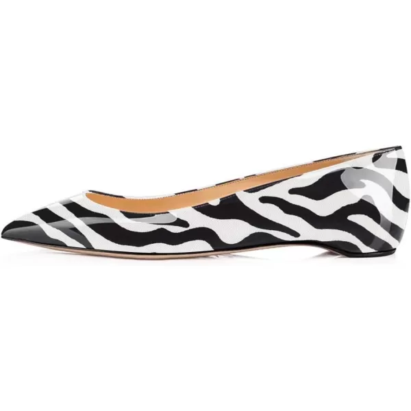 imageFSJ Women Novelty Pointed Toe Pumps Slip On Multicolored Flats Summer Holiday Casual Dress Shoes Size 415 USZebra