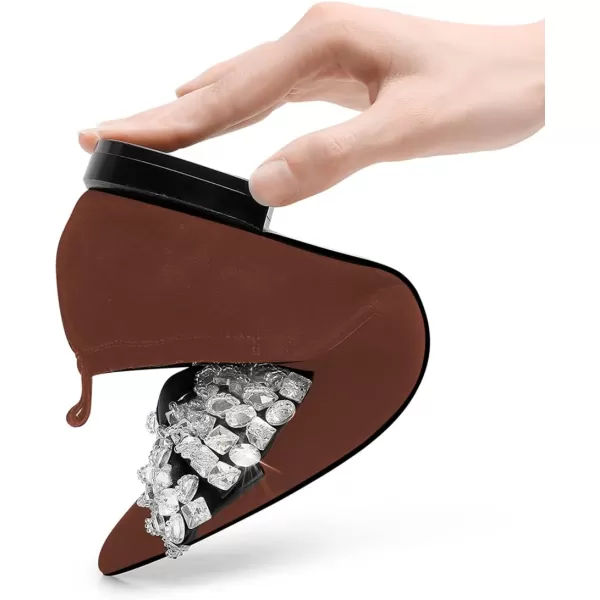 imageFSJ Women Shiny Bowknot with Rhinestone Pointed Toe Flats Slip On Comfy Casual Walking Work Office Ladies Shoes Size 415 USSaddle Brown