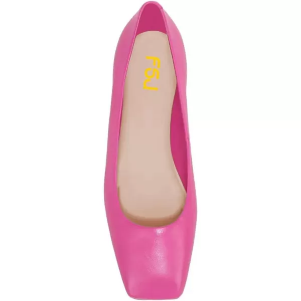 imageFSJ Women Square Closed Toe Flats Comfortable Soft Leather Ballet Flats Solid Slip On Daily Office Casual Shoes Size 415 USHot Pink