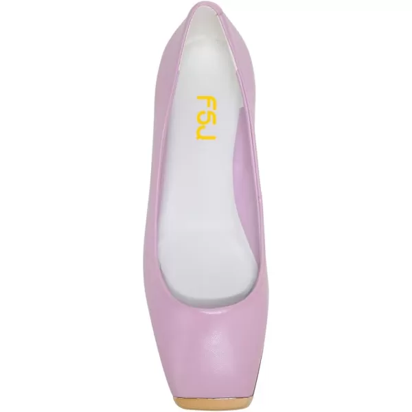 imageFSJ Women Square Closed Toe Flats Comfortable Soft Leather Ballet Flats Solid Slip On Daily Office Casual Shoes Size 415 USLavender Captoe