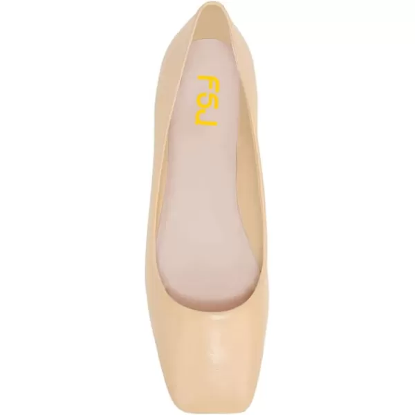 imageFSJ Women Square Closed Toe Flats Comfortable Soft Leather Ballet Flats Solid Slip On Daily Office Casual Shoes Size 415 USWheat