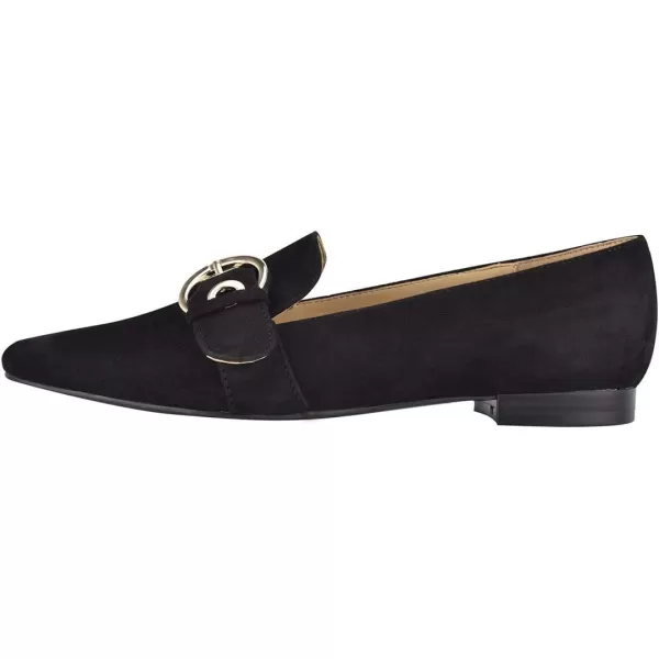imageFSJ Women Squared Toe Loafers Comfort Slip On Flats Block Chunky Low Heel Buckle Decor Casual Dress Work Office Shoes Size 415 USBlack