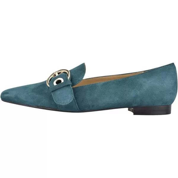 imageFSJ Women Squared Toe Loafers Comfort Slip On Flats Block Chunky Low Heel Buckle Decor Casual Dress Work Office Shoes Size 415 USBlue