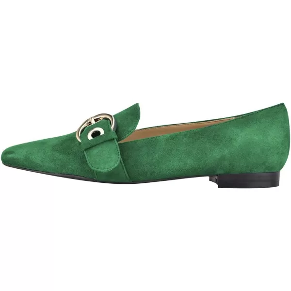imageFSJ Women Squared Toe Loafers Comfort Slip On Flats Block Chunky Low Heel Buckle Decor Casual Dress Work Office Shoes Size 415 USGreen