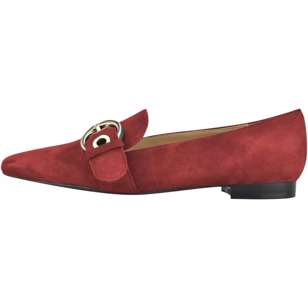 imageFSJ Women Squared Toe Loafers Comfort Slip On Flats Block Chunky Low Heel Buckle Decor Casual Dress Work Office Shoes Size 415 USRed