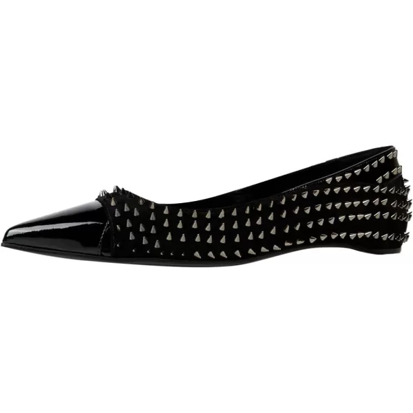 imageFSJ Women Stylish Pointed Cap Toe Studded Flats Comfortable Low Heel Slip On Rivets Pumps Evening Sexy Dress Shoes Size 416 USBlack