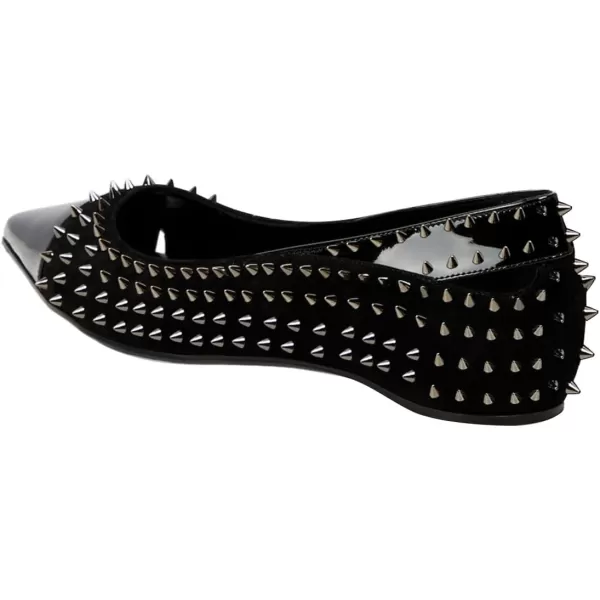 imageFSJ Women Stylish Pointed Cap Toe Studded Flats Comfortable Low Heel Slip On Rivets Pumps Evening Sexy Dress Shoes Size 416 USBlack