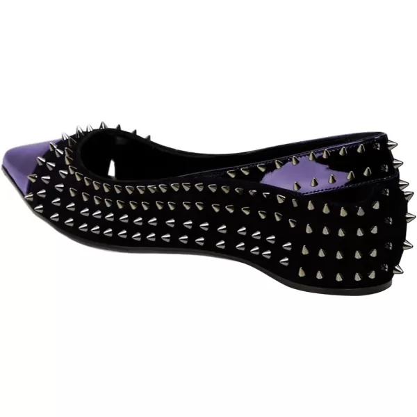 imageFSJ Women Stylish Pointed Cap Toe Studded Flats Comfortable Low Heel Slip On Rivets Pumps Evening Sexy Dress Shoes Size 416 USPurple