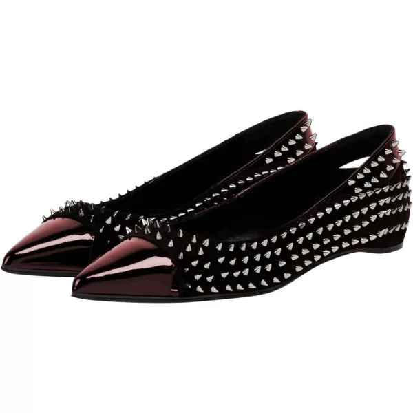 imageFSJ Women Stylish Pointed Cap Toe Studded Flats Comfortable Low Heel Slip On Rivets Pumps Evening Sexy Dress Shoes Size 416 USSorrel
