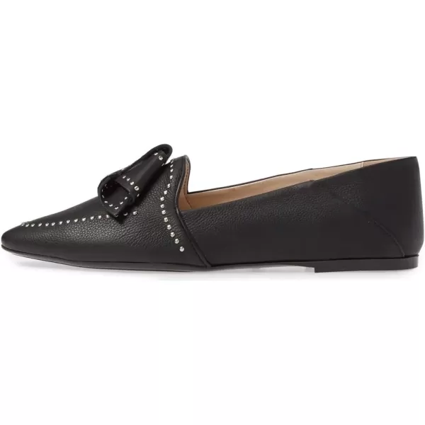 imageFSJ Women Trendy Point Toe Studs Loafer Flats Slip On Low Heels Pumps Bowknot Comfort Casual Formal Dress Shoes Size 415 USBlack
