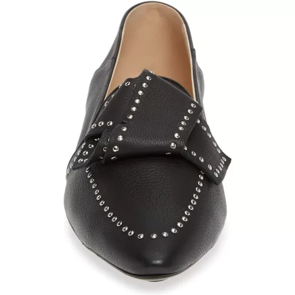 imageFSJ Women Trendy Point Toe Studs Loafer Flats Slip On Low Heels Pumps Bowknot Comfort Casual Formal Dress Shoes Size 415 USBlack