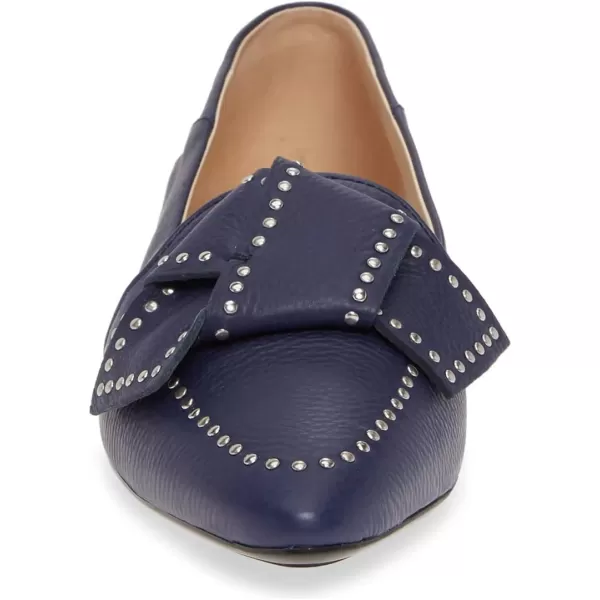 imageFSJ Women Trendy Point Toe Studs Loafer Flats Slip On Low Heels Pumps Bowknot Comfort Casual Formal Dress Shoes Size 415 USBlue