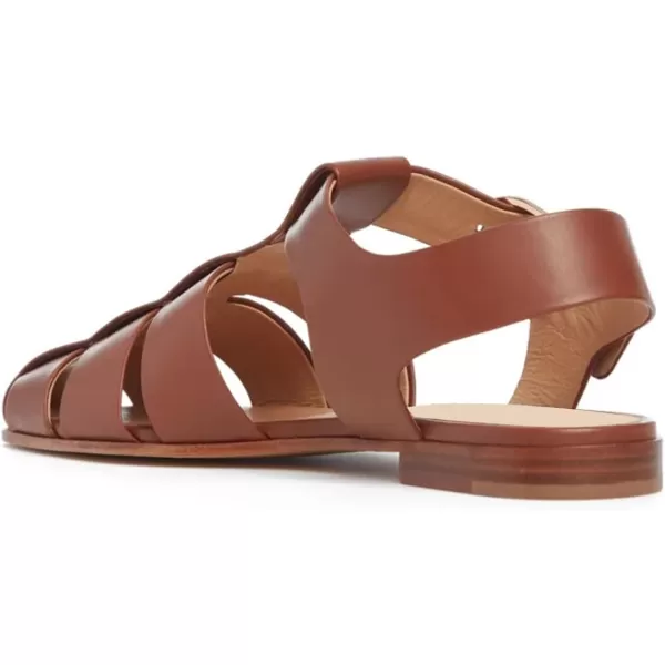 imageFSJ Women Vintage Closed Toe Flat Sandals Caged Comfort Adjustable Buckle Hollow Roman Fisherman Sandals Woven Casual Daily Slingback Shoes Size 416 USBrown