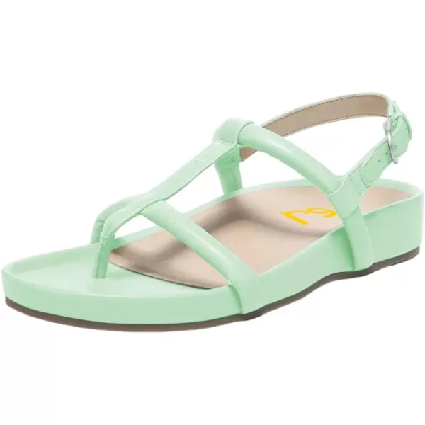 imageFSJ Women Classic Open Toe Thong Sandals Thick Sole Comfy Summer Beach Holiday Casual Walking Flat Shoes Size 415 USPale Green