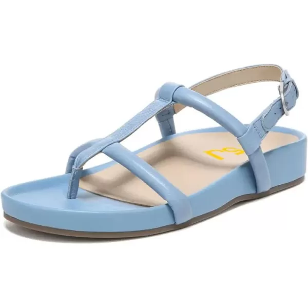 imageFSJ Women Classic Open Toe Thong Sandals Thick Sole Comfy Summer Beach Holiday Casual Walking Flat Shoes Size 415 USSky Blue