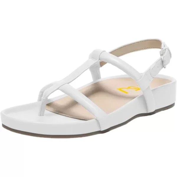 imageFSJ Women Classic Open Toe Thong Sandals Thick Sole Comfy Summer Beach Holiday Casual Walking Flat Shoes Size 415 USWhite