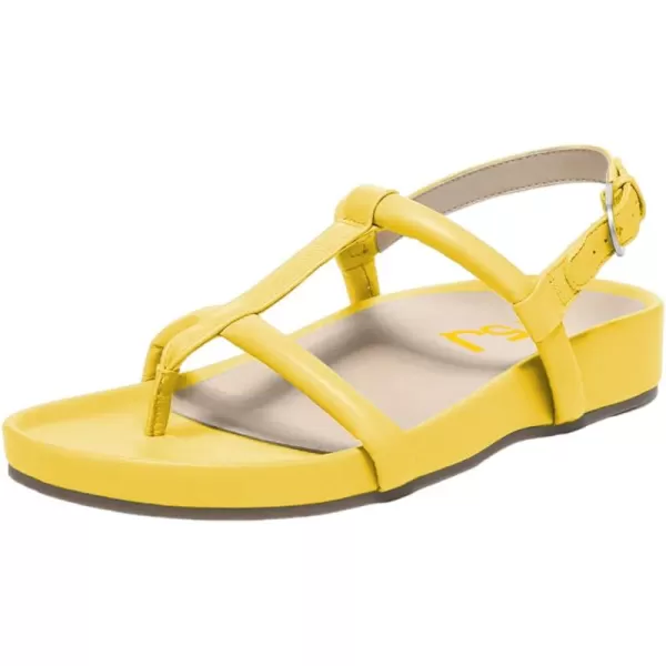 imageFSJ Women Classic Open Toe Thong Sandals Thick Sole Comfy Summer Beach Holiday Casual Walking Flat Shoes Size 415 USYellow