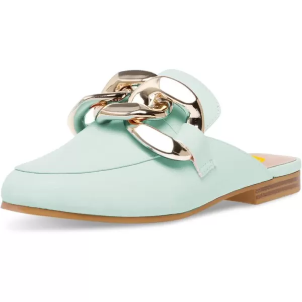 imageFSJ Women Closed Toe Chain Flat Mules Comfortable Slip On Loafers Slides Backless Dress Sandal Ladies Casual Walking Mules Shoes Size 415 USAquamarine