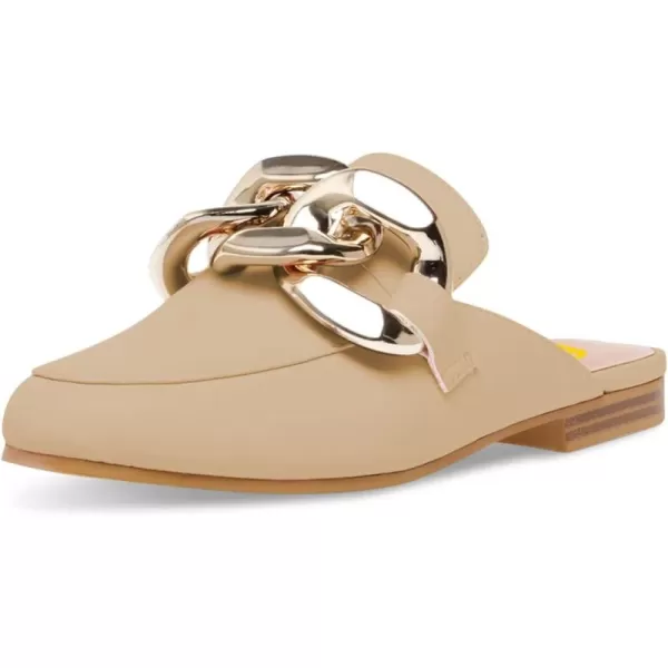 imageFSJ Women Closed Toe Chain Flat Mules Comfortable Slip On Loafers Slides Backless Dress Sandal Ladies Casual Walking Mules Shoes Size 415 USNude