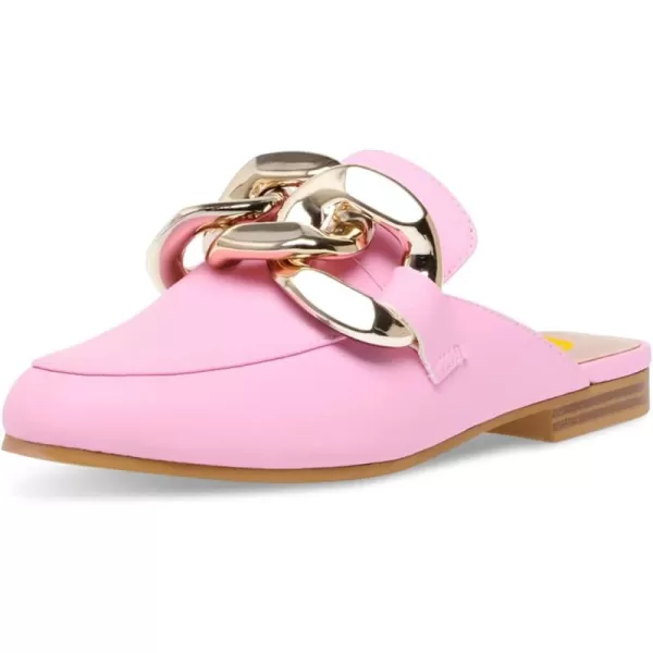 imageFSJ Women Closed Toe Chain Flat Mules Comfortable Slip On Loafers Slides Backless Dress Sandal Ladies Casual Walking Mules Shoes Size 415 USRose Pink