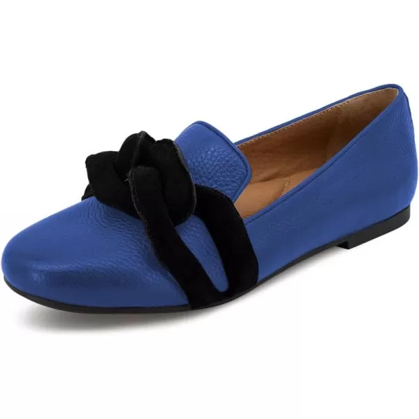 imageFSJ Women Comfort Closed Round Toe Slip On Loafers Flat Heel Soft Insole Ladies Casual Daily Shoes Size 415 USBlue