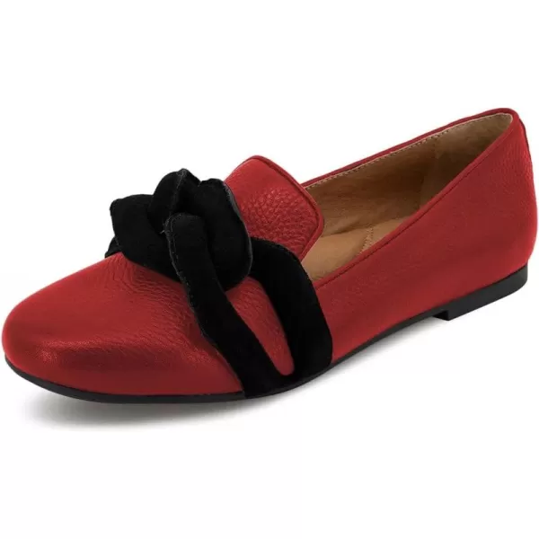 imageFSJ Women Comfort Closed Round Toe Slip On Loafers Flat Heel Soft Insole Ladies Casual Daily Shoes Size 415 USRed