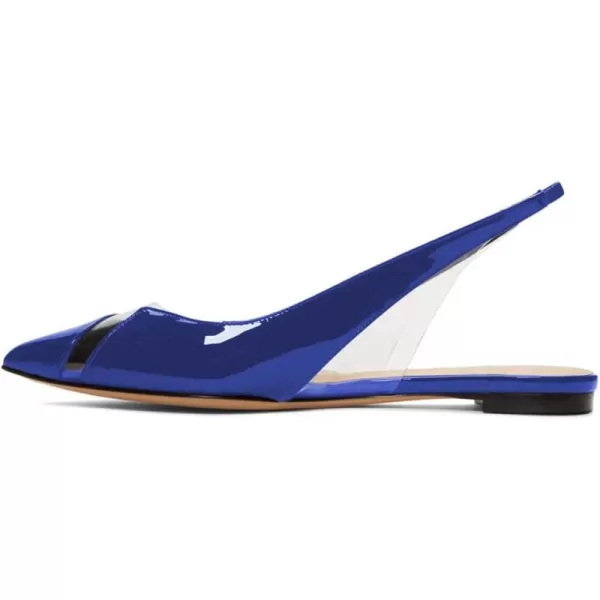 imageFSJ Women Fashion Clear Ballet Pointed Toe Slingback Pumps Low Heels Comfotable Casual Shoes Size 415 USBlue